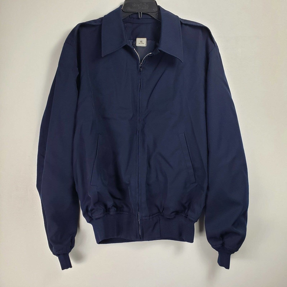 No Brand Uniform Jacket Mens Size 44 L Navy Blue Zip Up Workwear Banded Hem